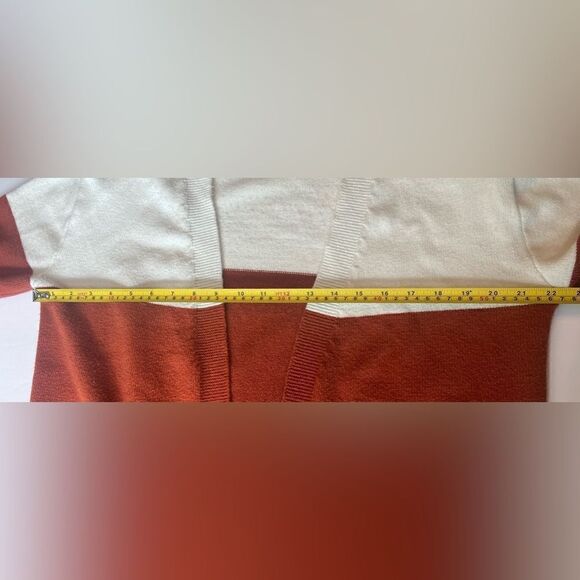 Colorblock Boutique Open Cardigan Size Large Pockets White Orange Blue - Picture 4 of 6